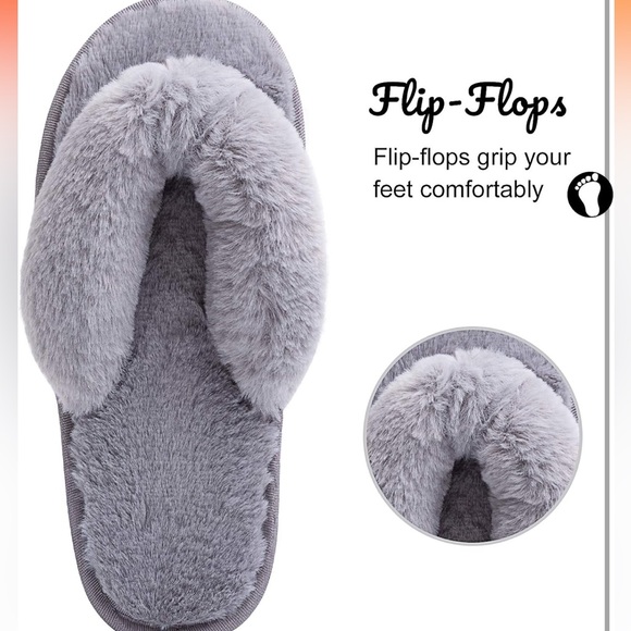 Memory Foam Fuzzy Flip Flop slippers - Picture 6 of 7